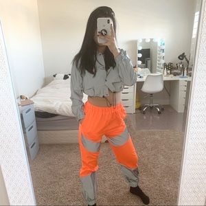 Women's Gray and Orange Track Pants